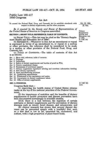 dietary supplement act s dietary supplement act s