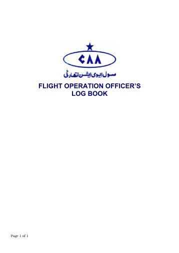 FLIGHT OPERATION OFFICER'S LOG BOOK - Civil Aviation Authority