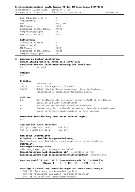 Sicherheitsdatenblatt Sicherheitsdatenblatt gemäß Anhang II der EU ...