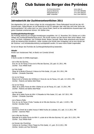 Jahresbericht Zuchtkommission - csbp.ch
