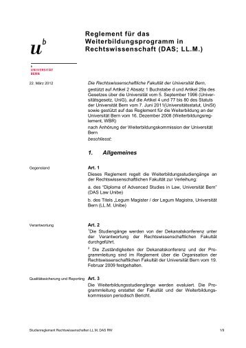 Reglement 22-03-2012 (pdf, 59KB) - Rechtswissenschaftliche ...