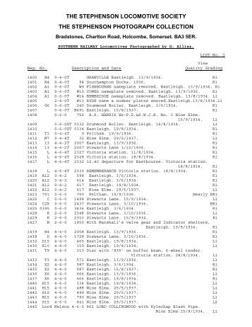 View full content of list 3 as a PDF - Stephenson Locomotive Society