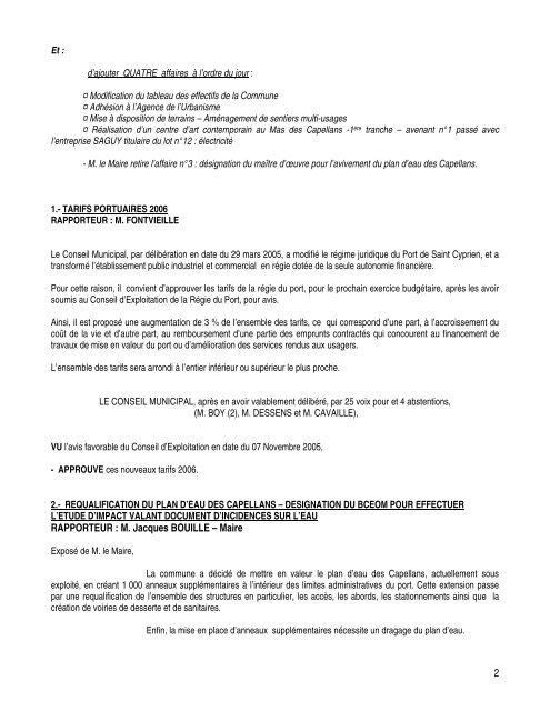 COMPTE-RENDU de la Sance du CONSEIL - Ville de Saint Cyprien