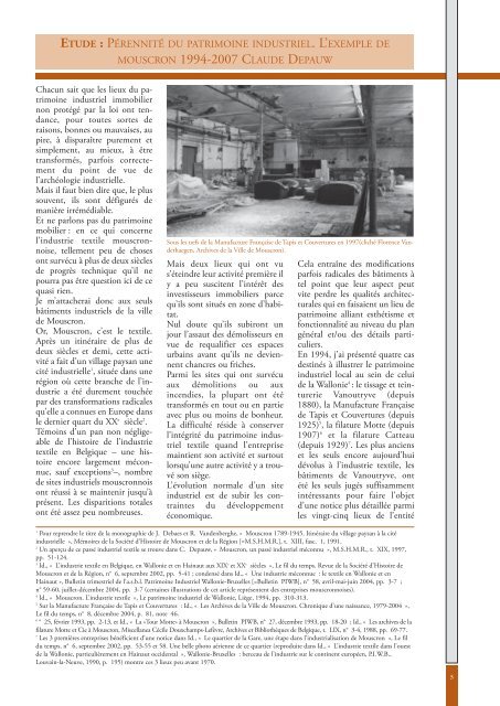 MOUSCRON 1994-2007 CLAUDE DEPAUW - Patrimoine Industriel ...
