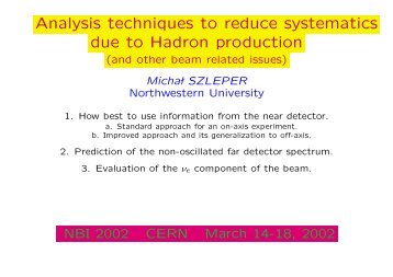 New analysis techniques to reduce systematics due ... - CNGS - CERN