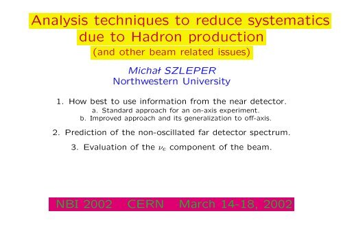 New analysis techniques to reduce systematics due ... - CNGS - CERN