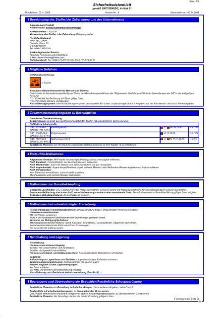 Sicherheitsdatenblatt