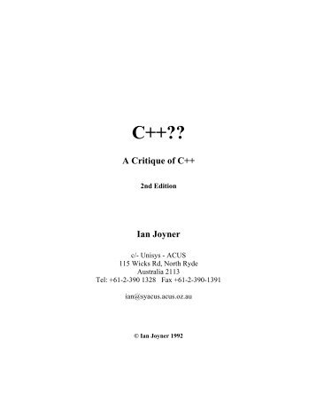 A Critique of C++ Ian Joyner - Literate Programming