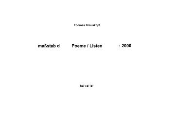 maßstab d Poeme / Listen : 2000