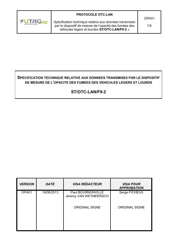 CAHIER DES CHARGES â PROTOCOLE GIEGLAN ... - UTAC-OTC