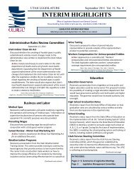INTERIM HIGHLIGHTS - Utah State Legislature