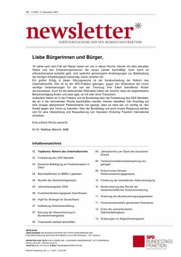 Newsletter der SPD-Bundestagsfraktion - Dr. Matthias Miersch