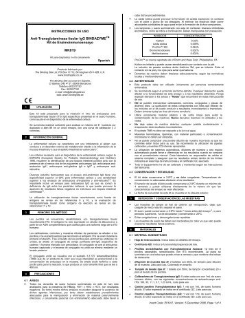 Anti-Transglutaminasa tisular IgG BINDAZYMETM Kit de ... - inova