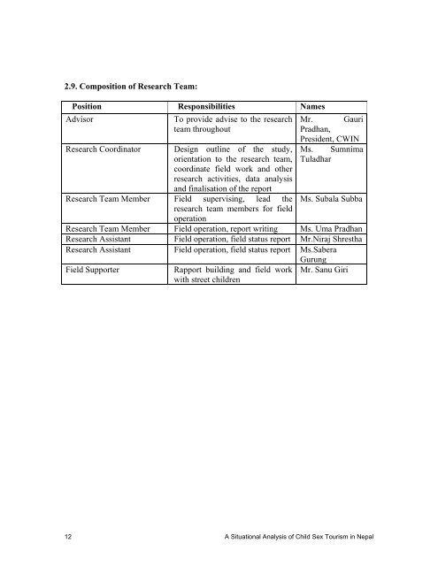 A Situational Analysis of Child Sex Tourism in Nepal (Kathmandu ...