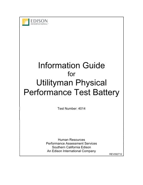 Utilityman Physical Performance (Test 4014) - Edison International