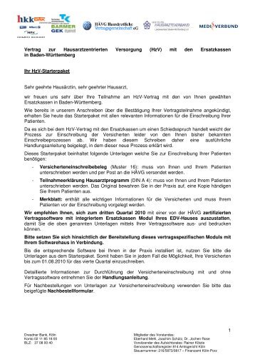 Anschreiben Starterpaket - Deutscher Hausärzteverband ...