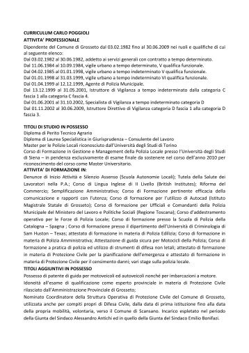 Curriculum dott. Carlo Poggioli - Comune di Scansano