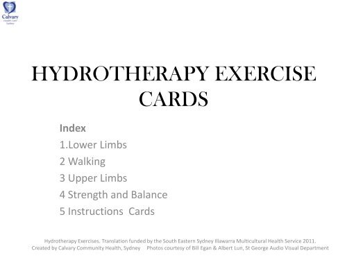 HYDROTHERAPY EXERCISE CARDS