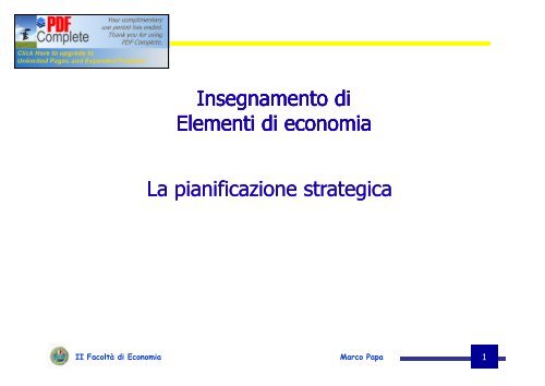 La pianificazione strategica