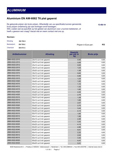 ALUMINIUM - MCB Nederland B.V.