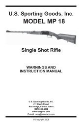 US Sporting Goods, Inc. SINGLE SHOT RIFLE MODEL MP 18
