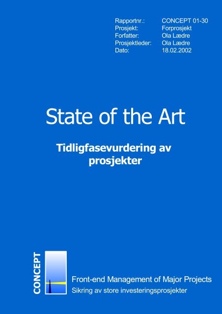 State of the art - Tidligfasevurdering av prosjekter - Concept - NTNU