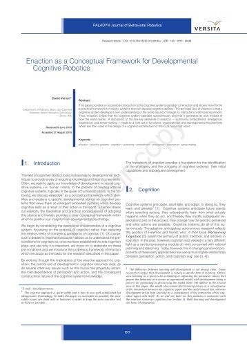 Enaction as a Conceptual Framework for ... - David Vernon