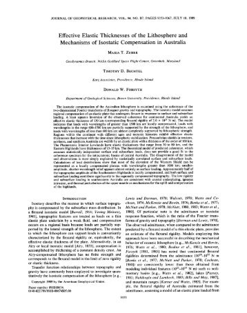 Effective Elastic Thicknesses of the Lithosphere and Mechanisms of ...