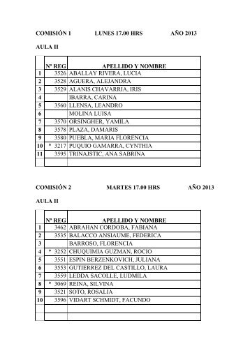 comisiones de discusiones dirigidas aÃ±o 2013