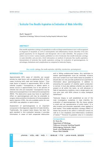 Testicular Fine Needle Aspiration in Evaluation of Male Infertility