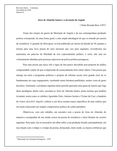 Aires de Almeida Santos e a invenÃ§Ã£o da Angola ( Paulo Ricardo ...