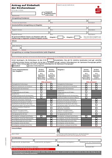Deka-Antrag auf Einbehalt der Kirchensteuer - Sparkasse Starkenburg