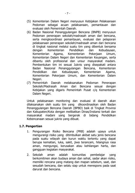 Peraturan Kepala BNPB No. 04 Tahun 2012
