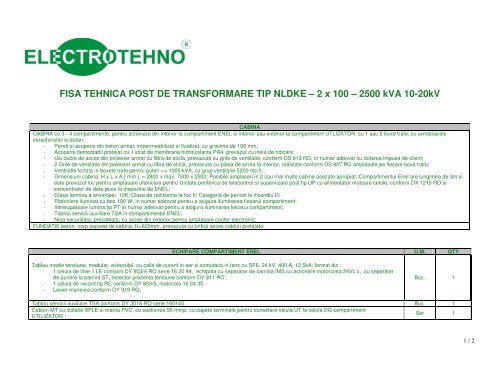 FISA TEHNICA POST DE TRANSFORMARE TIP ... - Electrotehno