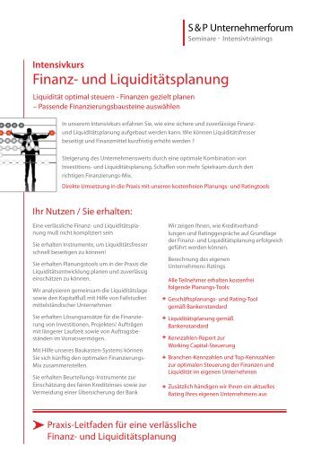 Finanz- und LiquiditÃ¤tsplanung - SP-Unternehmerforum