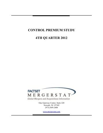CONTROL PREMIUM STUDY 4TH QUARTER 2012 - BVMarketData