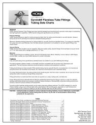 Gyrolok® Flareless Tube Fittings Tubing Data Charts