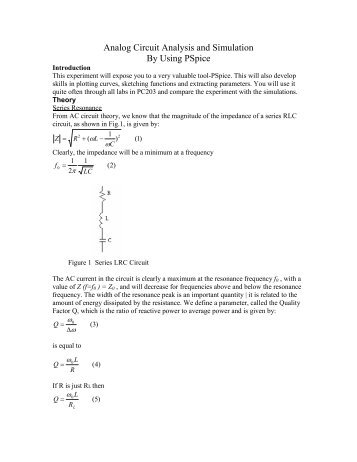 Analog Circuit Analysis and Simulation By Using PSpice