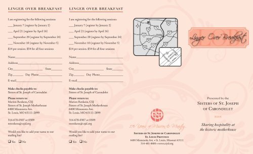 Linger Over Breakfast - Sisters of St. Joseph of Carondelet