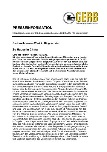 PRESSEINFORMATION - bei GERB