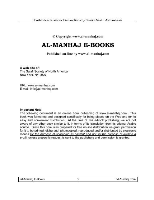 Forbidden Business Transactions - Free Download Islamic Files