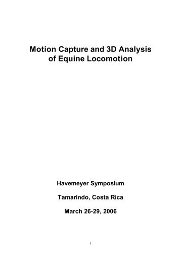 Motion Capture and 3D Analysis of Equine Locomotion