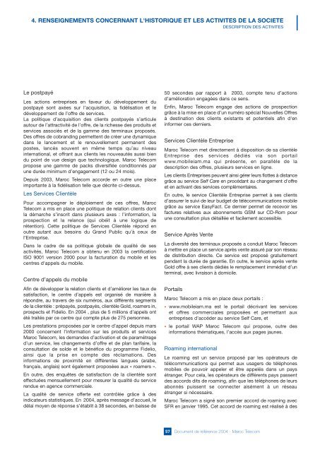 Document de RÃƒÂ©fÃƒÂ©rence 2004 (AMF) (FR) - Maroc Telecom