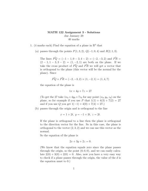 Math 122 Assignment 3 Solutions Due January 29 40 Marks 1 4