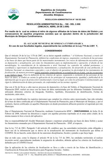 Pagina 1 RepÃºblica de Colombia Departamento de Cundinamarca ...