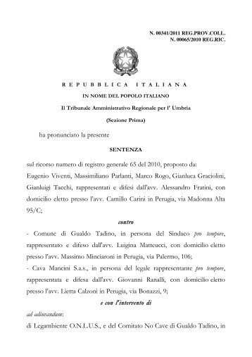 ha pronunciato la presente sul ricorso numero di registro generale ...