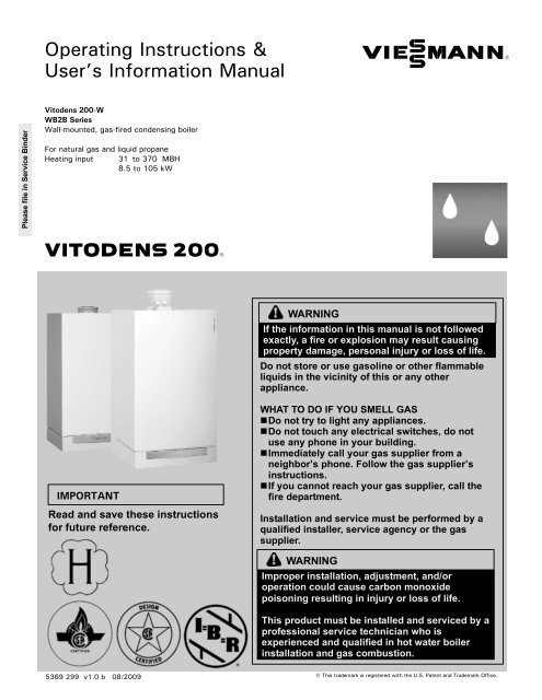 Vitodens 200 User Manual Radiant Heat