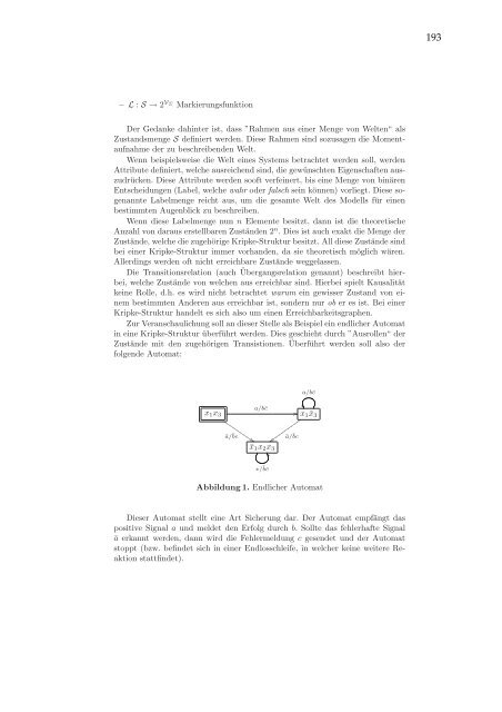 Verifikation reaktiver Systeme - UniversitÃ¤t Kaiserslautern