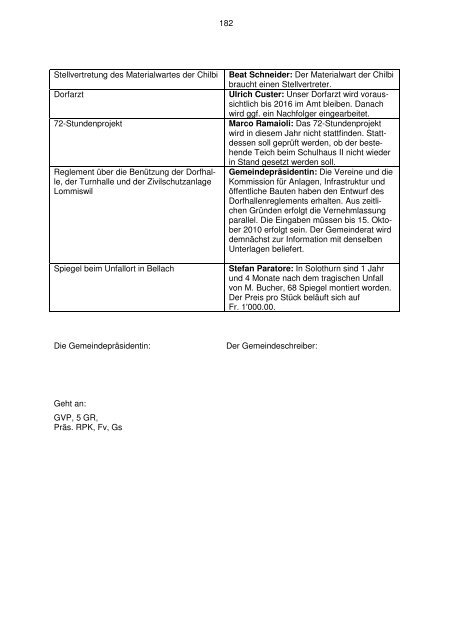 Protokoll vom 26. August 2010 - Gemeinde Lommiswil