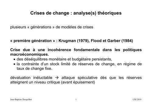 crises de change - Jean-Baptiste Desquilbet